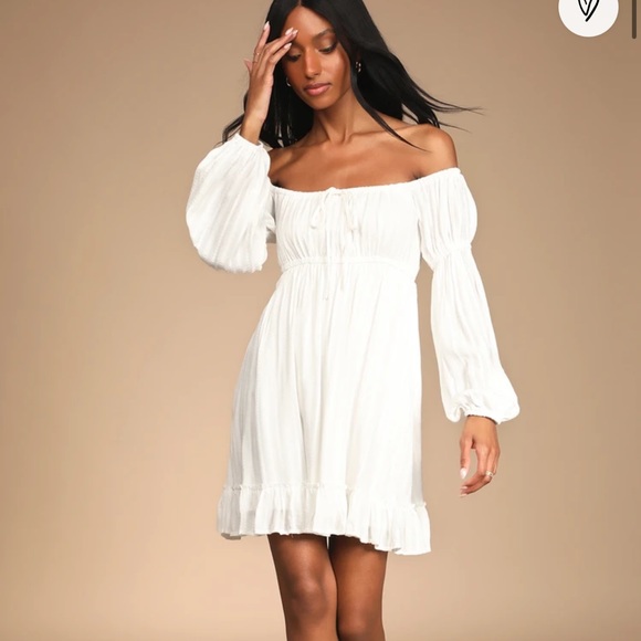 Lulus white off the shoulder dress - Picture 1 of 4